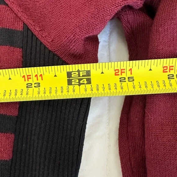 Women’s plus size 3X Long Sleeve sweater- Deep red and Black Stripes. - Picture 9 of 11